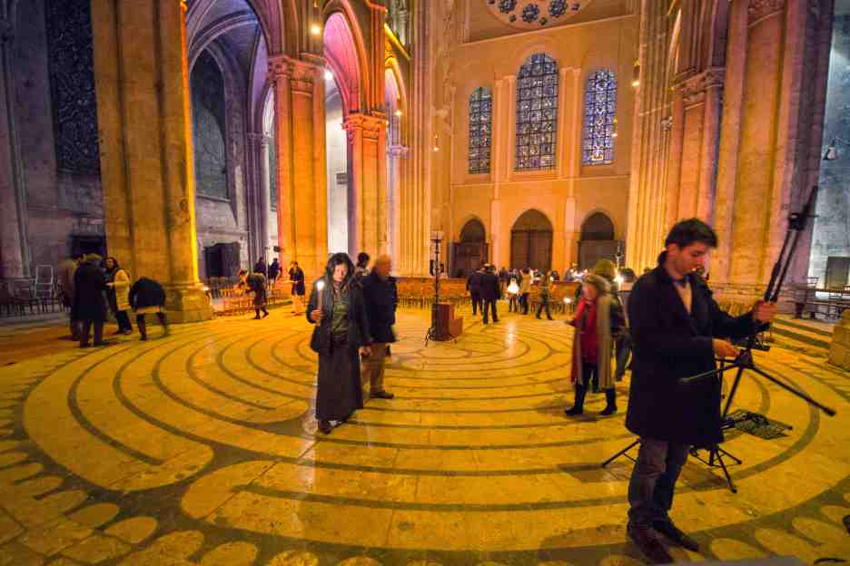 Walking the labyrinth after the liturgy