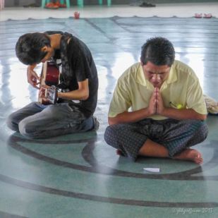 Praying in the center