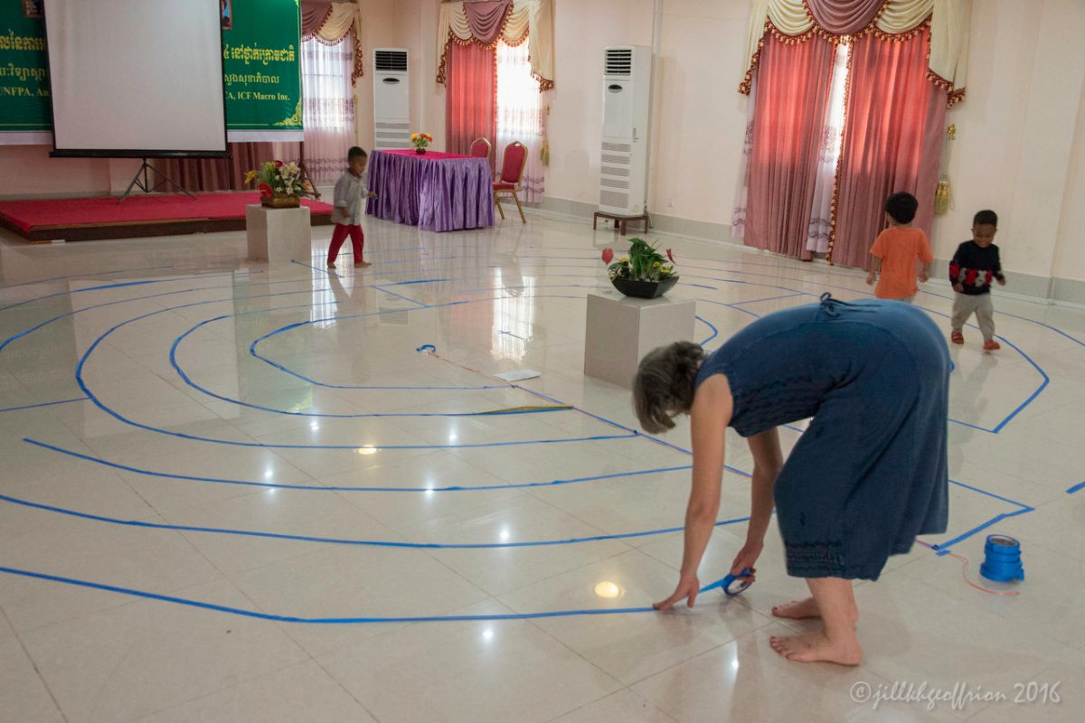 Temporary labyrinth, Kampot, Cambodia by Jill K H Geoffrion