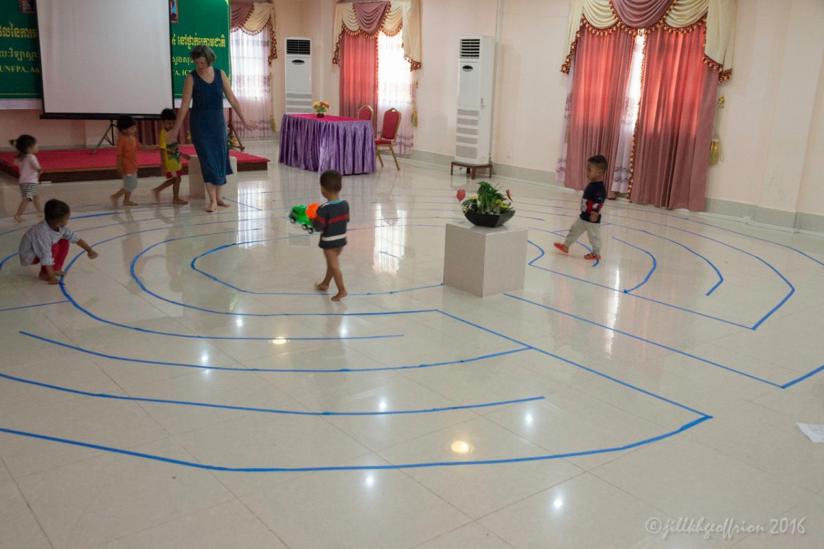 Cambodia Labyrinth Walk with children