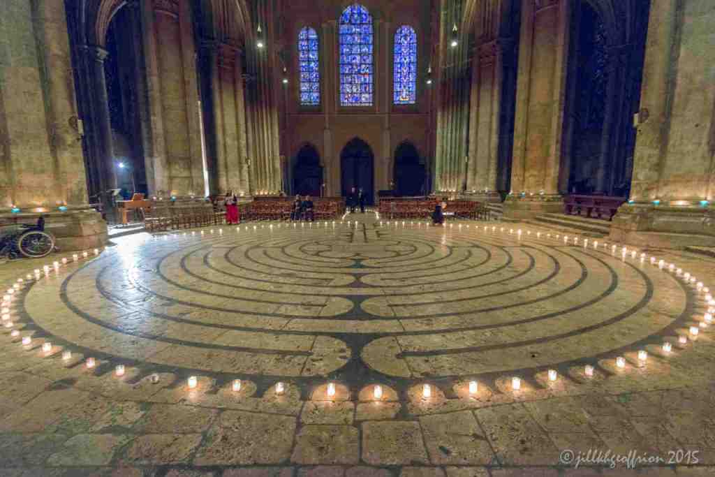 After-hours candle-lit labyrinth