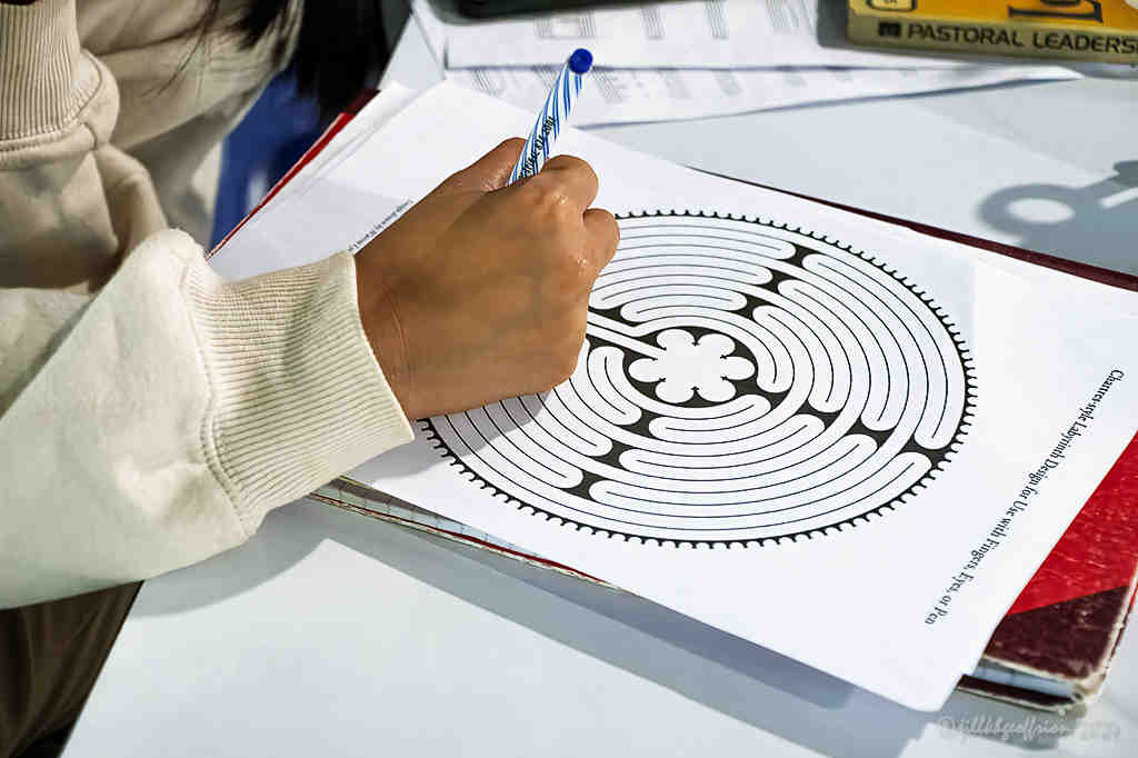 Praying with a finger labyrinth